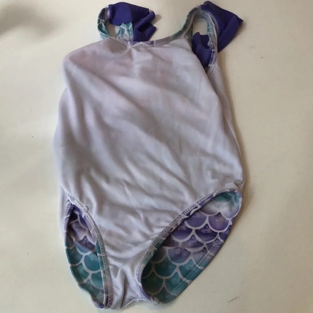 Disney Princess Ariel Mermaid Purple Teal Swimsuit Little Girls XS